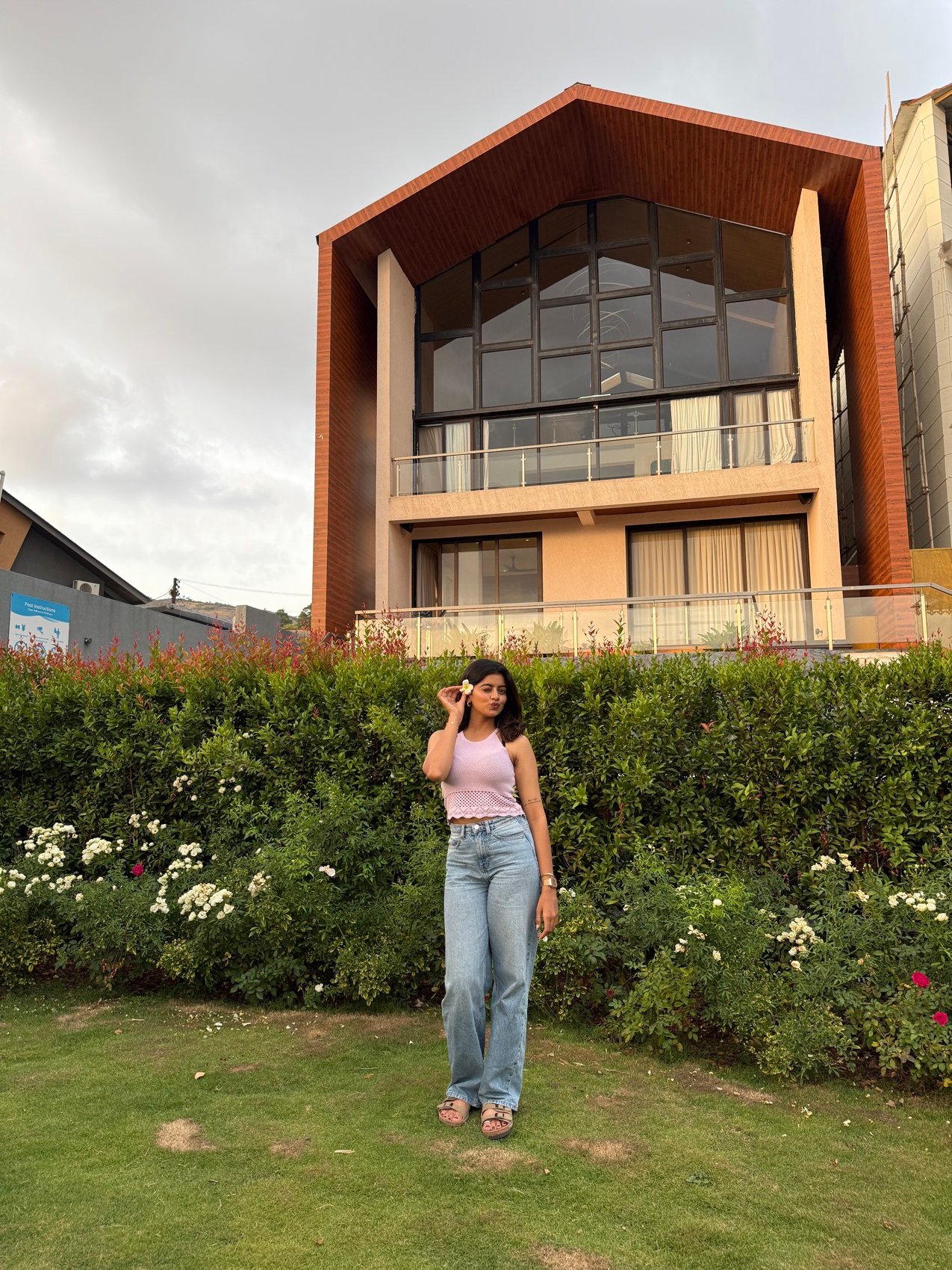 Architectural exterior shoot in a pastel co-ord